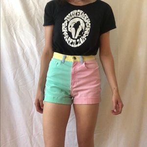 Pastel color block American apparel shorts